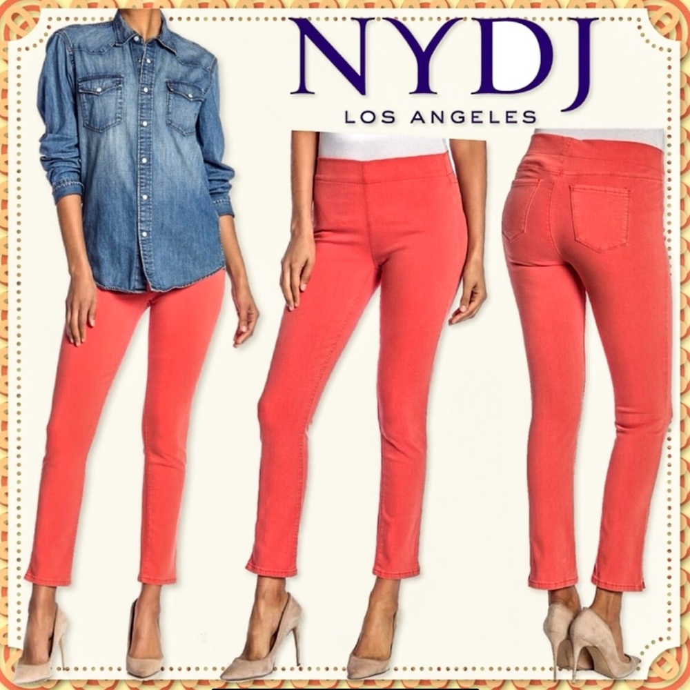 🆕 NYDJ Red Orange Alina Pull On Skinny Jeans sz4 NWT